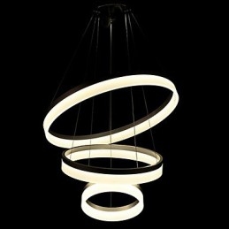 Lampadario moderno a 3 anelli in acrilico, argento e beige