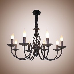 Lampadario in ferro stile candela 8 luci