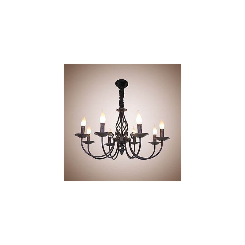 Lampadario in ferro stile candela 8 luci
