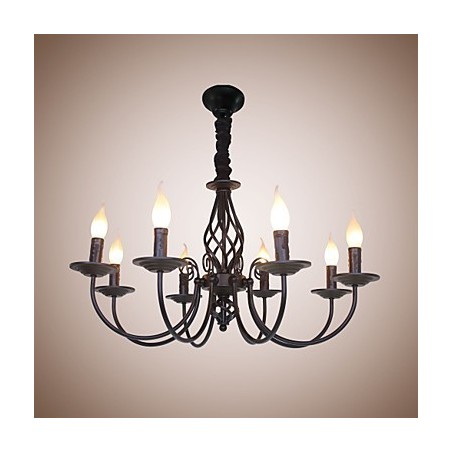 Lampadario in ferro stile candela 8 luci