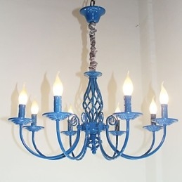 Lampadario in ferro stile candela 8 luci