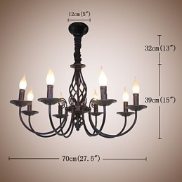 Lampadario in ferro stile candela 8 luci