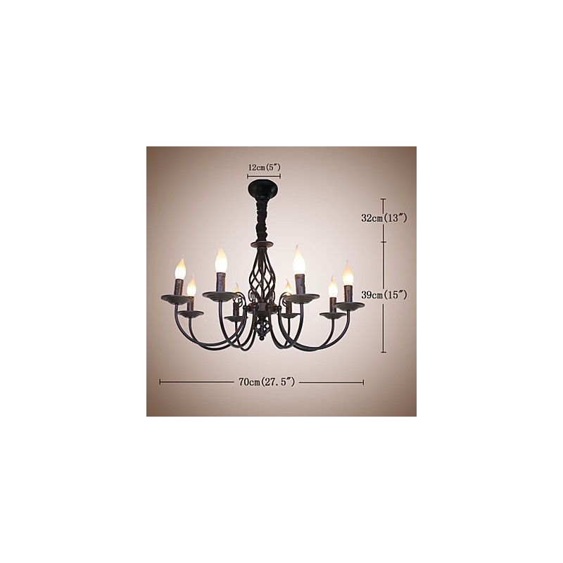 Lampadario in ferro stile candela 8 luci