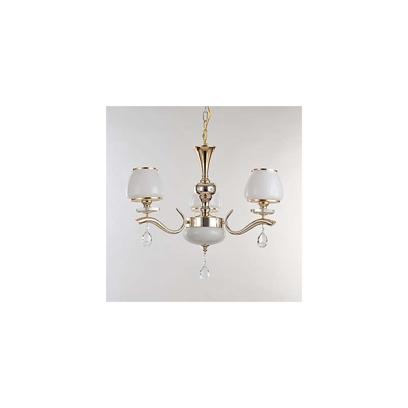 Lampadario moderno contemporaneo elettroplaccato in metallo e cristallo 3 luci E12/E14