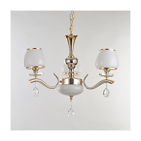 Lampadario moderno contemporaneo elettroplaccato in metallo e cristallo 3 luci E12/E14