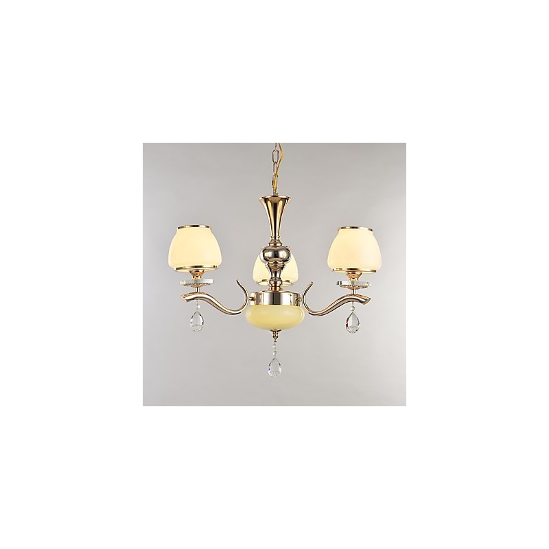 Lampadario moderno contemporaneo elettroplaccato in metallo e cristallo 3 luci E12/E14