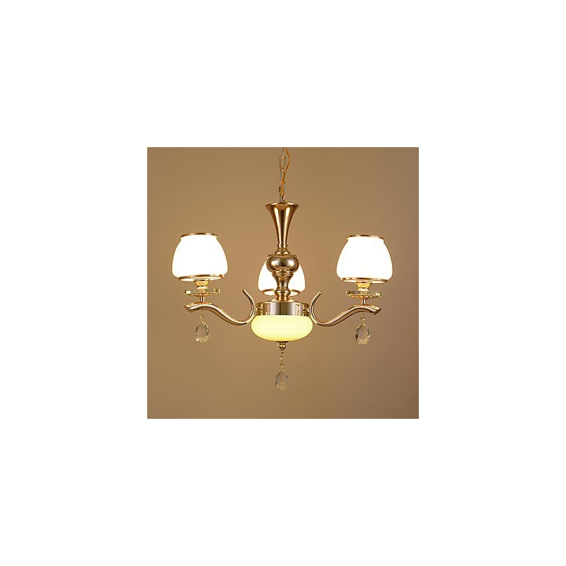 Lampadario moderno contemporaneo elettroplaccato in metallo e cristallo 3 luci E12/E14