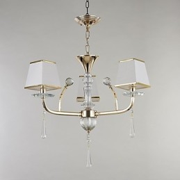 Lampadario moderno contemporaneo in metallo e cristallo, 3 luci E12/E14, 60 cm