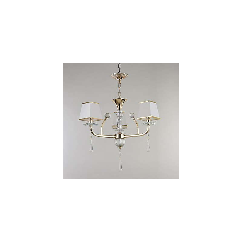 Lampadario moderno contemporaneo in metallo e cristallo, 3 luci E12/E14, 60 cm