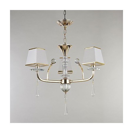 Lampadario moderno contemporaneo in metallo e cristallo, 3 luci E12/E14, 60 cm