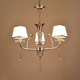 Lampadario moderno contemporaneo in metallo e cristallo, 3 luci E12/E14, 60 cm