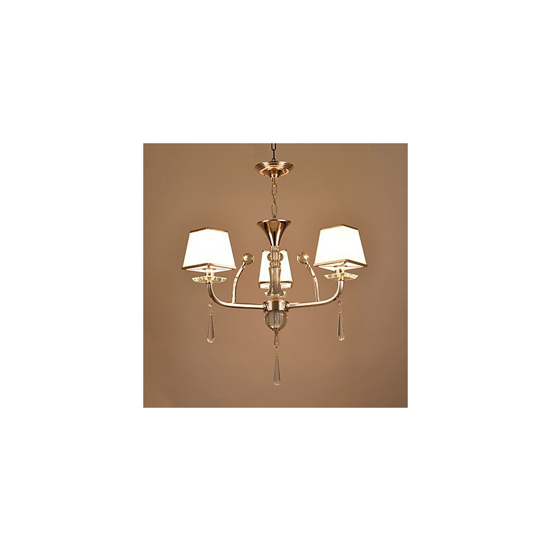 Lampadario moderno contemporaneo in metallo e cristallo, 3 luci E12/E14, 60 cm