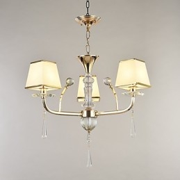 Lampadario moderno contemporaneo in metallo e cristallo, 3 luci E12/E14, 60 cm
