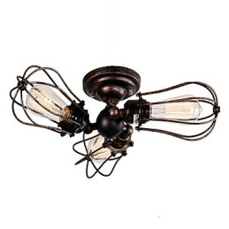 Lampadario retrò mini in metallo verniciato 3 luci E26/E27