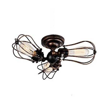 Lampadario retrò mini in metallo verniciato 3 luci E26/E27