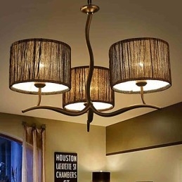 Lampadario classico tradizionale 3 luci con paralume in tessuto