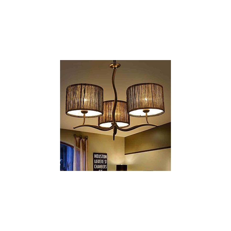 Lampadario classico tradizionale 3 luci con paralume in tessuto