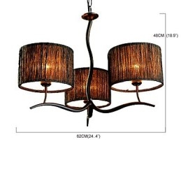 Lampadario classico tradizionale 3 luci con paralume in tessuto