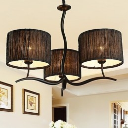 Lampadario classico tradizionale 3 luci con paralume in tessuto
