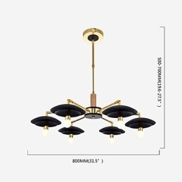 Lampadario a 6 luci in metallo finitura galvanizzata