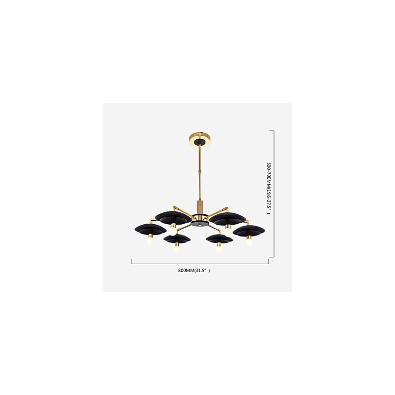 Lampadario a 6 luci in metallo finitura galvanizzata