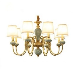 Lampadario classico country in ottone mini, 8 lampadine E12/E14