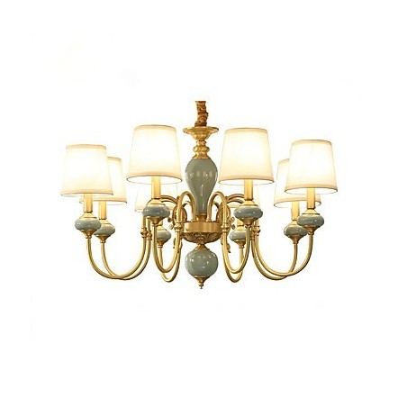 Lampadario classico country in ottone mini, 8 lampadine E12/E14