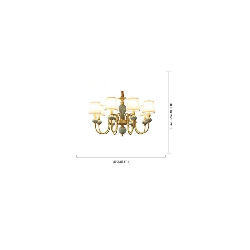 Lampadario classico country in ottone mini, 8 lampadine E12/E14
