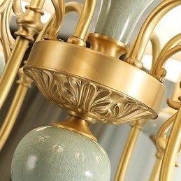 Lampadario classico country in ottone mini, 8 lampadine E12/E14