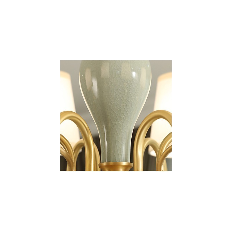 Lampadario classico country in ottone mini, 8 lampadine E12/E14