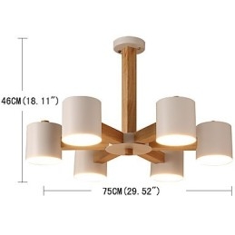 Lampadario a 6 luci in legno e bambù vintage country