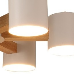 Lampadario a 6 luci in legno e bambù vintage country