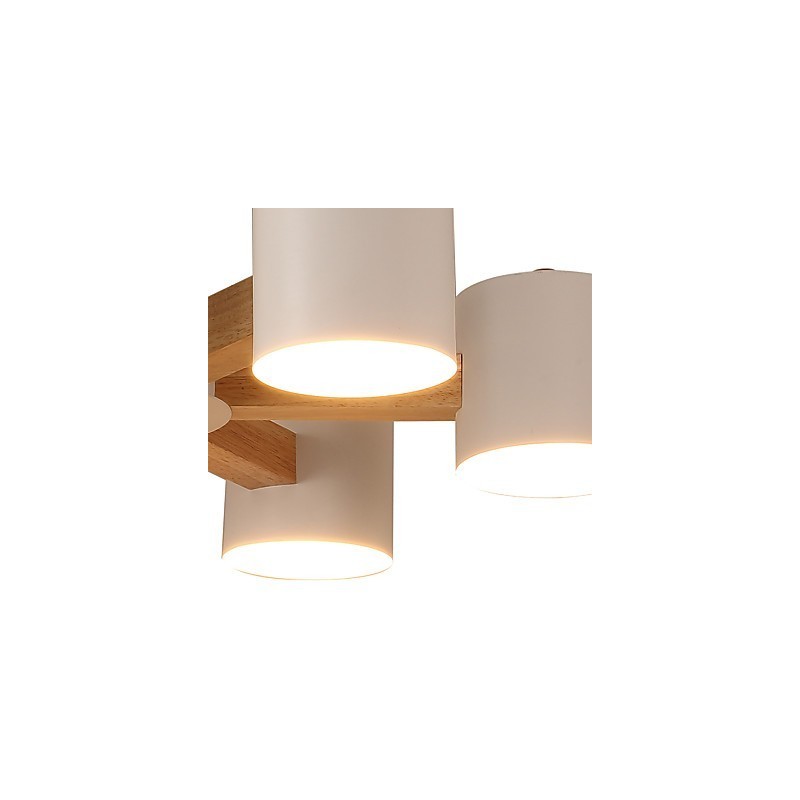 Lampadario a 6 luci in legno e bambù vintage country