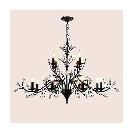 Lampadario a cristallo a 12 luci dipinto, moderno, classico, vintage, country, 2 livelli