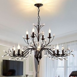 Lampadario a cristallo a 12 luci dipinto, moderno, classico, vintage, country, 2 livelli