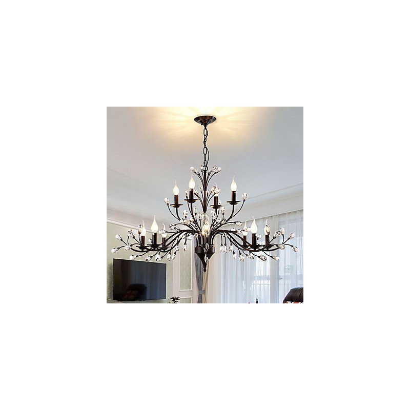 Lampadario a cristallo a 12 luci dipinto, moderno, classico, vintage, country, 2 livelli