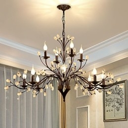 Lampadario a cristallo a 12 luci dipinto, moderno, classico, vintage, country, 2 livelli