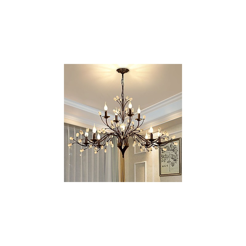 Lampadario a cristallo a 12 luci dipinto, moderno, classico, vintage, country, 2 livelli