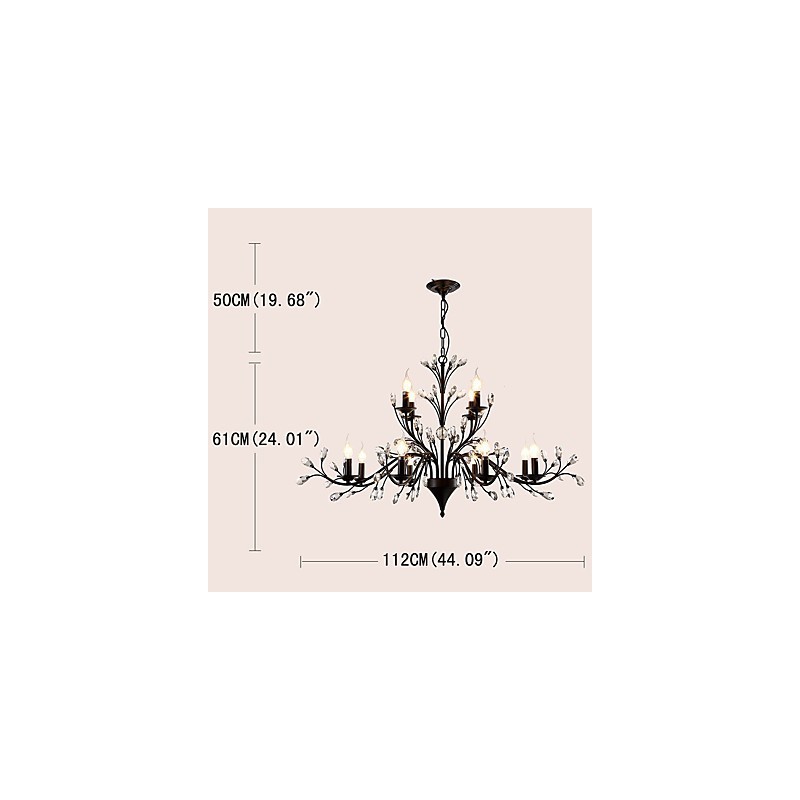 Lampadario a cristallo a 12 luci dipinto, moderno, classico, vintage, country, 2 livelli