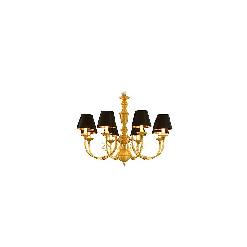 Lampadario classico country in ottone mini, 8 lampadine E12/E14, metallo