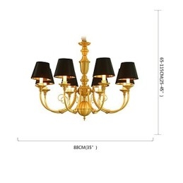 Lampadario classico country in ottone mini, 8 lampadine E12/E14, metallo