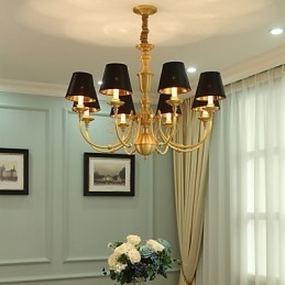 Lampadario classico country in ottone mini, 8 lampadine E12/E14, metallo