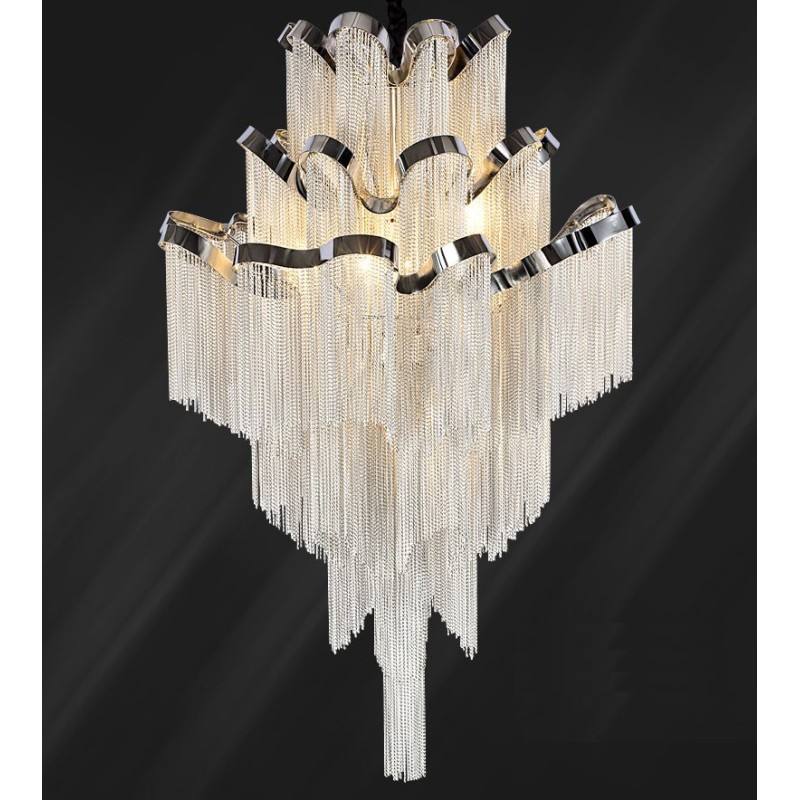 Lampadario a chiocciola in alluminio argento, lampada a sospensione di design
