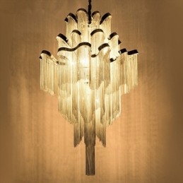 Lampadario a chiocciola in alluminio argento, lampada a sospensione di design