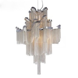 Lampadario a chiocciola in alluminio argento, lampada a sospensione di design