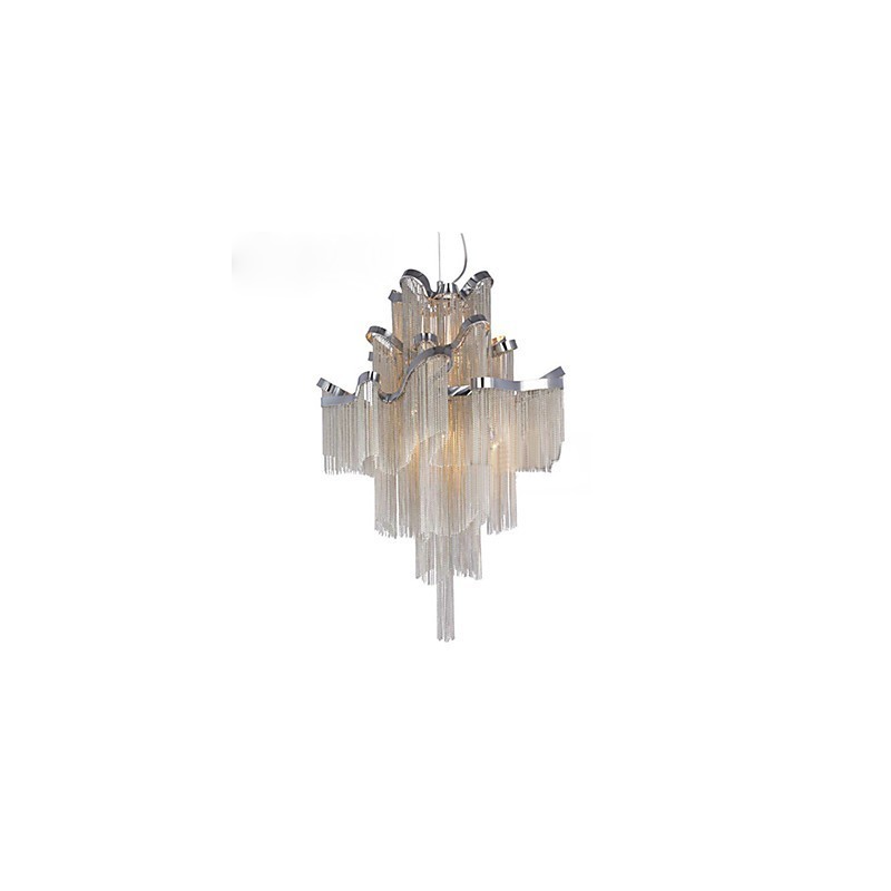 Lampadario a chiocciola in alluminio argento, lampada a sospensione di design