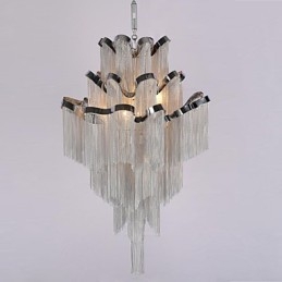 Lampadario a chiocciola in alluminio argento, lampada a sospensione di design