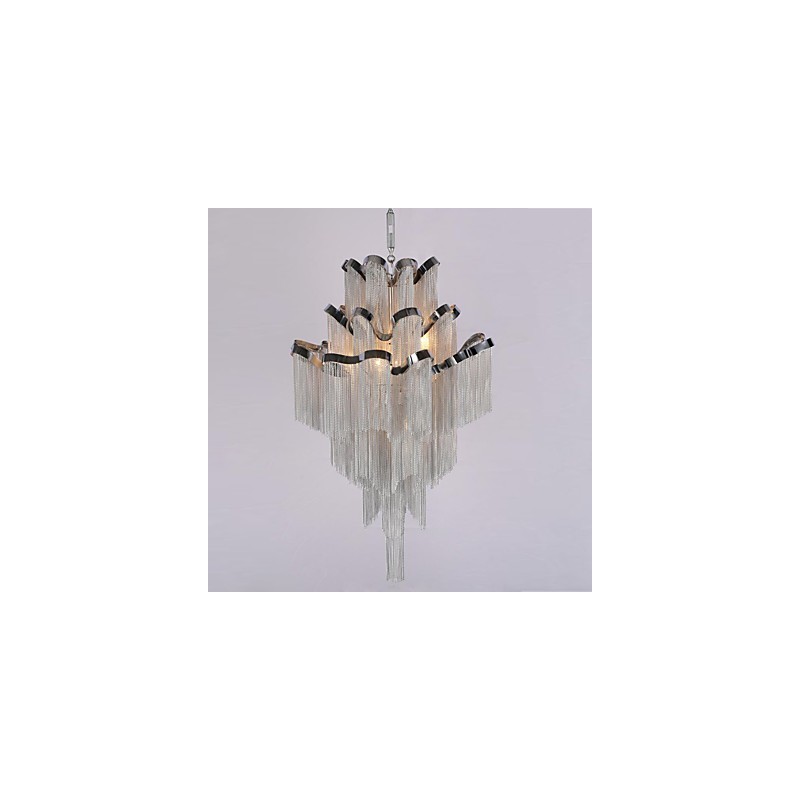 Lampadario a chiocciola in alluminio argento, lampada a sospensione di design