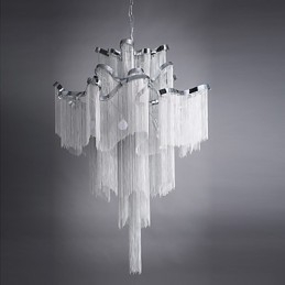 Lampadario a chiocciola in alluminio argento, lampada a sospensione di design