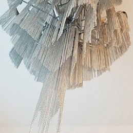 Lampadario a chiocciola in alluminio argento, lampada a sospensione di design